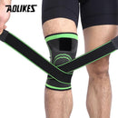 AOLIKES 1PCS 3D Weaving Pressurization Knee Brace Basketball Hiking Cycling Knee Support Professional Protective Sports Knee Pad-Green-S-JadeMoghul Inc.