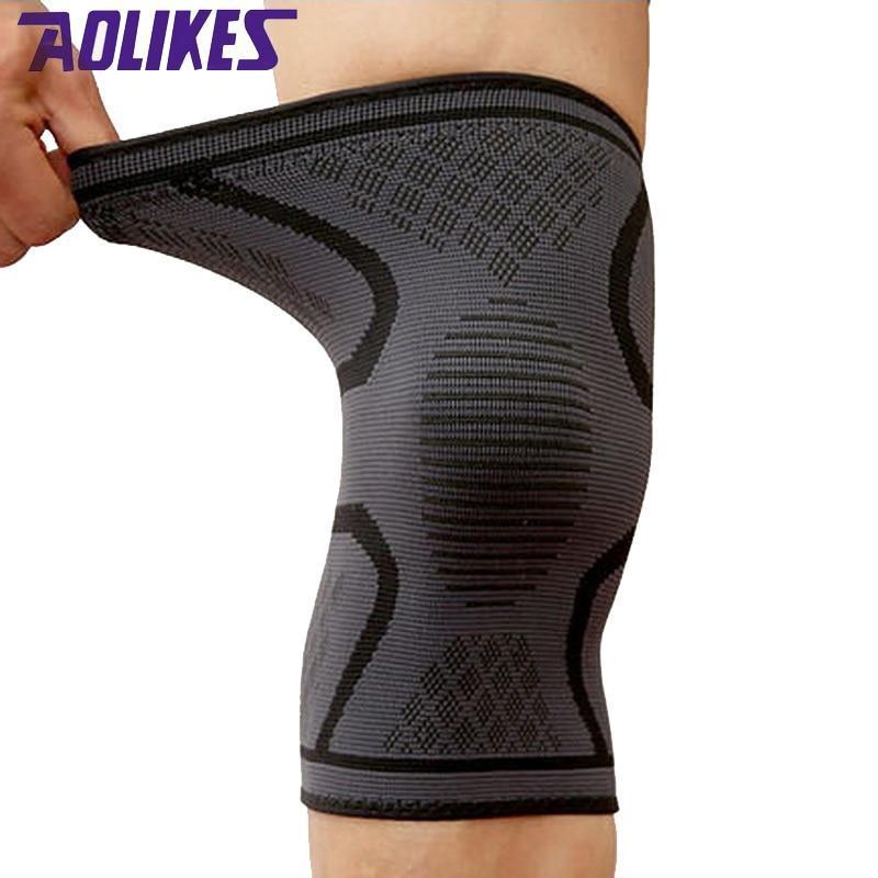 AOLIKES 1PCS Breathable Basketball Football Sport Safety Kneepad Volleyball Knee Pads Training Elastic Knee Support Knee Protect-Black-M-JadeMoghul Inc.