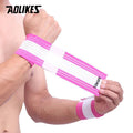AOLIKES 1PCS Cotton Elastic Bandage Hand Sport Wristband Gym Support Wrist Brace Wrap carpal tunnel-Pink with White-JadeMoghul Inc.
