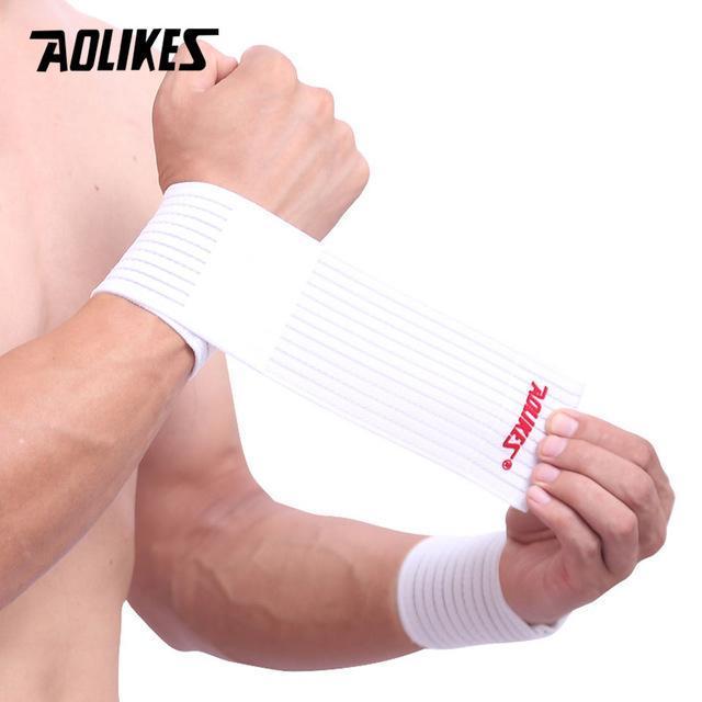 AOLIKES 1PCS Cotton Elastic Bandage Hand Sport Wristband Gym Support Wrist Brace Wrap carpal tunnel-White-JadeMoghul Inc.