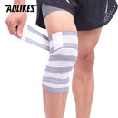 AOLIKES 1PCS Elastic Bandage Tape Sport Knee Support Strap Shin Guard Compression Protector For Ankle Leg Wrist Wrap-Grey with White-180cm-JadeMoghul Inc.