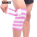 AOLIKES 1PCS Elastic Bandage Tape Sport Knee Support Strap Shin Guard Compression Protector For Ankle Leg Wrist Wrap-Pink with White-180cm-JadeMoghul Inc.
