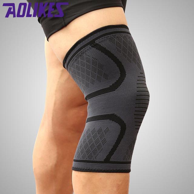 AOLIKES Knee Support Knee Pads Brace Kneepad Gym Weight lifting Knee Wraps Bandage Straps Guard Compression Knee Sleeve Brace-Black-XL-JadeMoghul Inc.