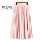 Aonibeier Fashion Women's High Waist Pleated Solid Color Length Elastic Skirt Promotions Lady Black Pink Party Casual Skirts-Light Pink-One Size-JadeMoghul Inc.