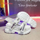 Aphixta 8cm Platform Sandals Women Wedge High Heels Shoes Women Buckle Leather Canvas Summer Zapatos Mujer Wedges Woman Sandal JadeMoghul Inc. 