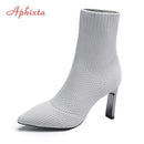 Aphixta Metal Blade Heels Socks Boots Women Stretch Fabric Elastic Stilettos Heel Pointed Toe Ankle Boots Shoes Woman Boats JadeMoghul Inc. 