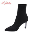 Aphixta Metal Blade Heels Socks Boots Women Stretch Fabric Elastic Stilettos Heel Pointed Toe Ankle Boots Shoes Woman Boats JadeMoghul Inc. 