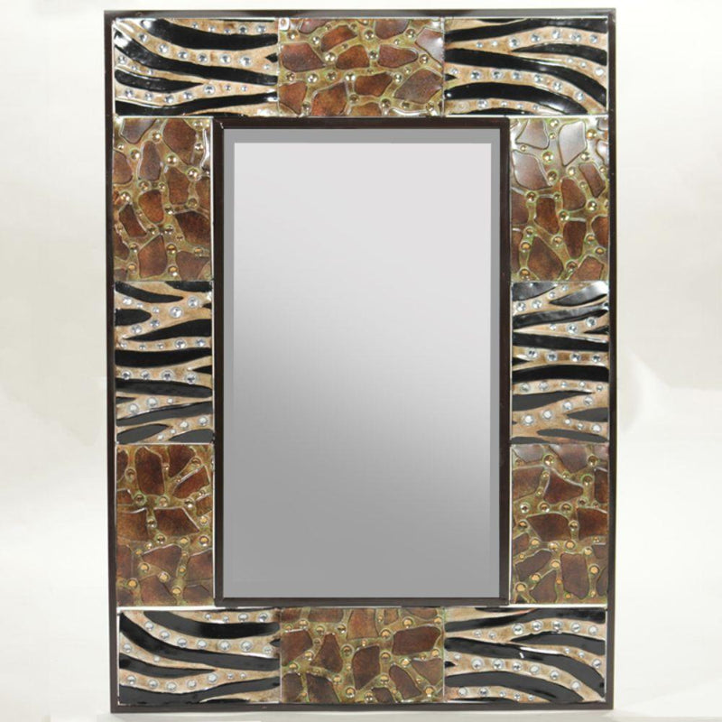 Appealing Animal Print Metal Mirror - Benzara-Wall Mirrors-Multicolor-Metal-Matte-JadeMoghul Inc.