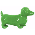 Appealing Ceramic Standing Dachshund Dog Figurine- Green- Benzara-Animal Statue-Green-Ceramic-JadeMoghul Inc.