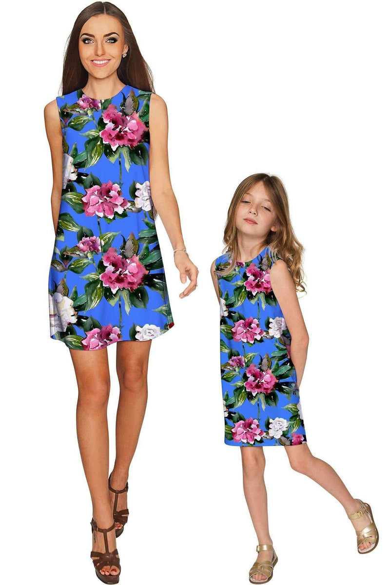 Aquarelle Adele Shift Floral Mother Daughter Dress-Aquarelle-18M/2-Blue/Pink/Green-JadeMoghul Inc.