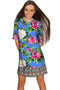 Aquarelle Grace Blue Catchy Floral Shift Dress - Women-Aquarelle-XS-Blue/Pink/Green-JadeMoghul Inc.