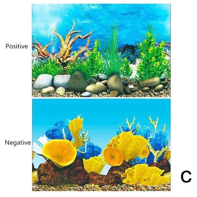 Aquarium Landscape Sticker Poster Fish Tank 3D Background Painting Sticker Double-sided Ocean Sea Plants Backdrop Aquarium Decor AExp
