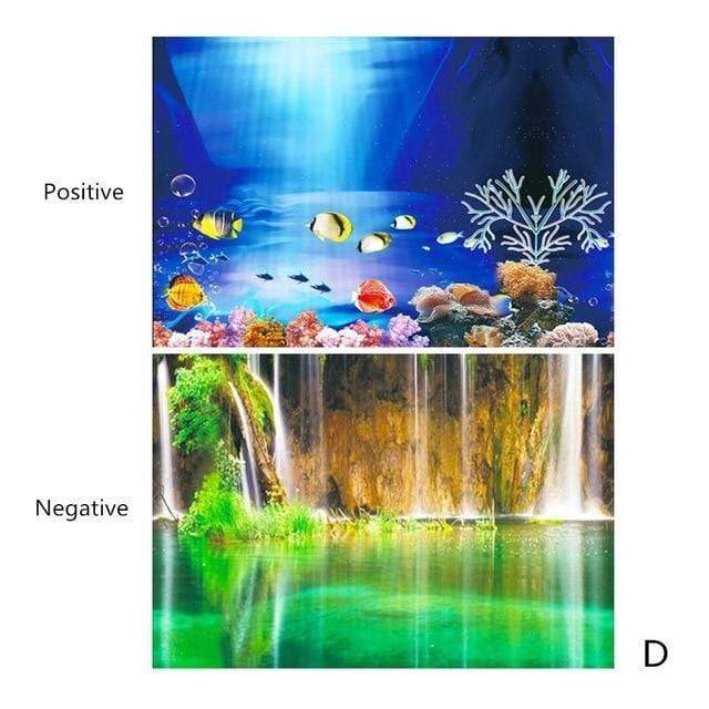 Aquarium Landscape Sticker Poster Fish Tank 3D Background Painting Sticker Double-sided Ocean Sea Plants Backdrop Aquarium Decor AExp
