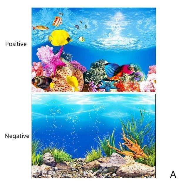 Aquarium Landscape Sticker Poster Fish Tank 3D Background Painting Sticker Double-sided Ocean Sea Plants Backdrop Aquarium Decor AExp
