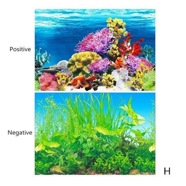 Aquarium Landscape Sticker Poster Fish Tank 3D Background Painting Sticker Double-sided Ocean Sea Plants Backdrop Aquarium Decor AExp