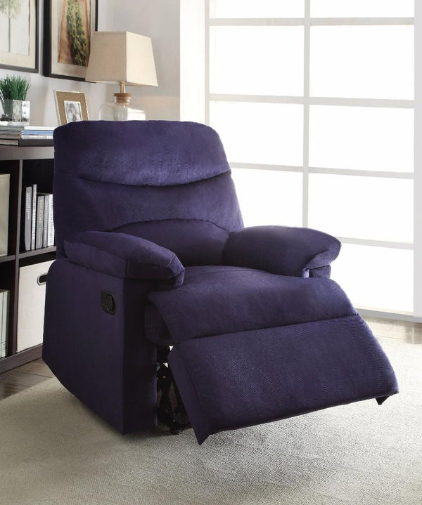 Arcadia Comfy Recliner In Blue Woven Fabric-Recliner Chairs-Blue-Woven Fabric Wood Ply FoamMetal Recliner-JadeMoghul Inc.