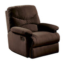 Arcadia Microfiber Glider Recliner, Chocolate Brown-Recliner Chairs-Brown-Mfb WoodPly FoamMetal Gliding-Recliner-JadeMoghul Inc.