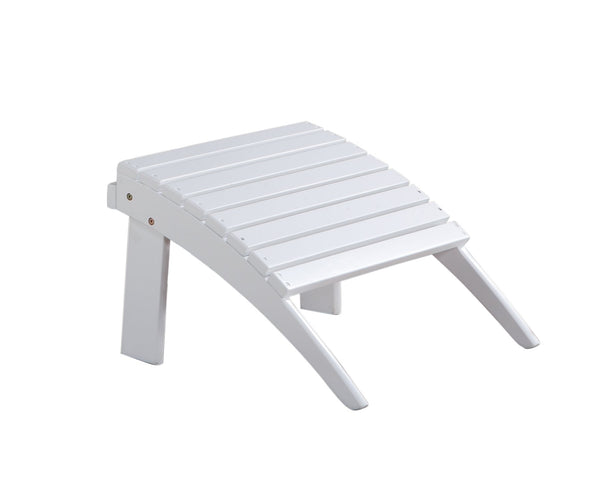 Arched Wooden Ottoman with Slatted Design and straight Legs, White