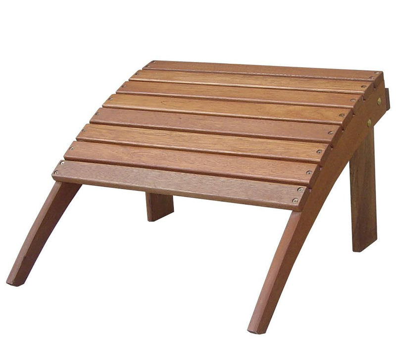 Arched Wooden Ottoman with Slatted Design and straight Legs,Teak Brown