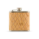 Argyle Diamond Monogram Oak Wrapped Hip Flask (Pack of 1)-Personalized Gifts For Men-JadeMoghul Inc.
