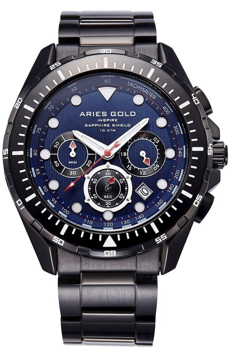 Aries Gold Inspire Atlantic Chronograph Quartz G 7002 BK-BU Men's Watch-Branded Watches-White-JadeMoghul Inc.