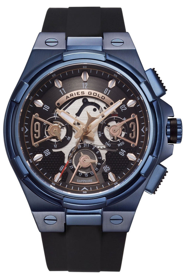 Aries Gold Inspire Lightning Quartz G 7003 BU-BKRG Men's Watch-Branded Watches-White-JadeMoghul Inc.