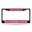 Black License Plate Frame Arkansas Black Laser Chrome Frame