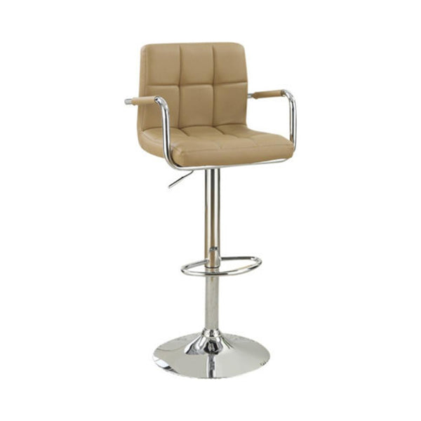 Arm Chair Style Bar Stool With Gas Lift Brown And Silver Set of 2