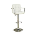 Arm Chair Style Bar Stool With Gas Lift White And Silver Set of 2