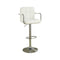 Arm Chair Style Bar Stool With Gas Lift White And Silver Set of 2