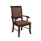 Wooden Arm Chairs with Fabric Upholstered Seat and Back, Brown, Set of Two