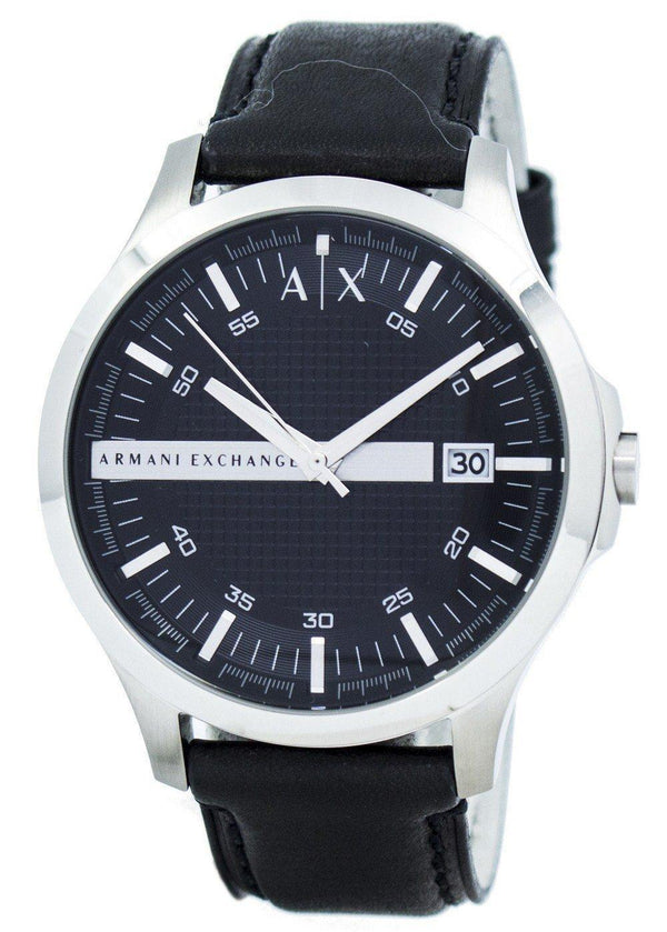 Armani Exchange Black Dial Leather Strap AX2101 Men's Watch-Branded Watches-JadeMoghul Inc.