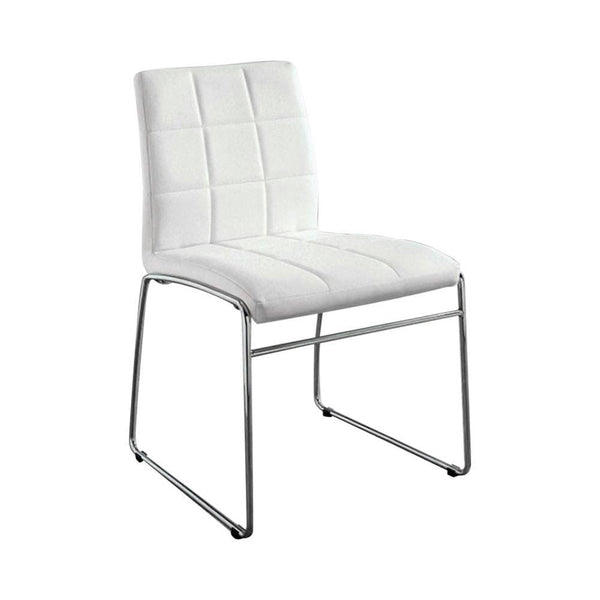 Armchairs and Accent Chairs Oahu Contemporary Side Chair With Steel Tube, White Finish, Set Of 2 Benzara