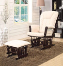 Armchairs and Accent Chairs Paola Pack Glider Chair & Ottoman, 2 Piece Pack, Brown & Cream Benzara