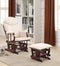 Armchairs and Accent Chairs Raul Glider Chair & Ottoman, 2 Piece Pack, Cream & Brown Benzara