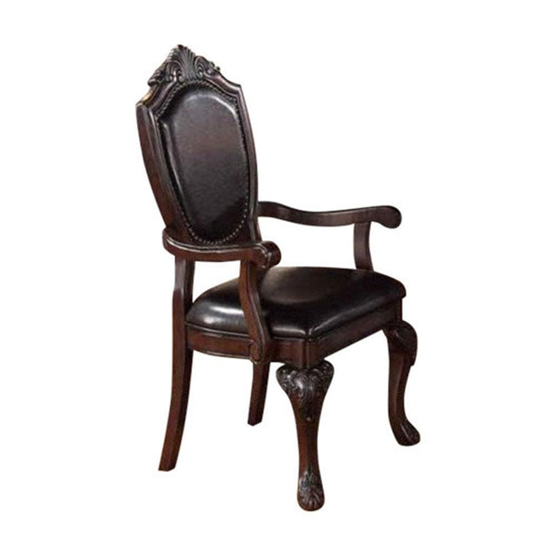 Armchairs and Accent Chairs Rubber Wood Royal Arm Chair Set Of 2 Brown Benzara