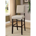 Armchairs and Accent Chairs Sania II Rustic Bar Chair In Ivory Linen, Black Set Of 2 Benzara
