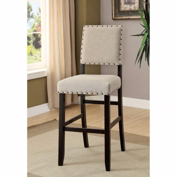 Armchairs and Accent Chairs Sania II Rustic Bar Chair In Ivory Linen, Black Set Of 2 Benzara