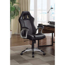 Armchairs and Accent Chairs Sporty Executive High-Back Leather Chair, Black Benzara