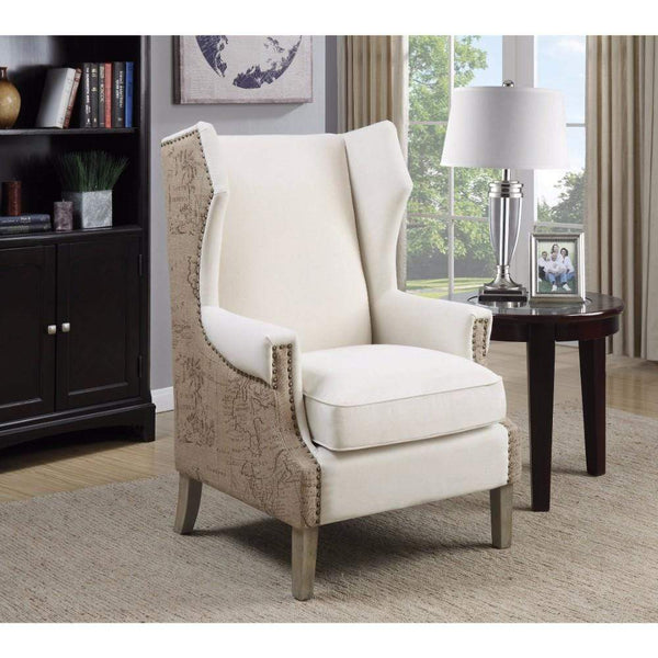 Armchairs and Accent Chairs Strikingly Suave Accent Chair, Cream Benzara