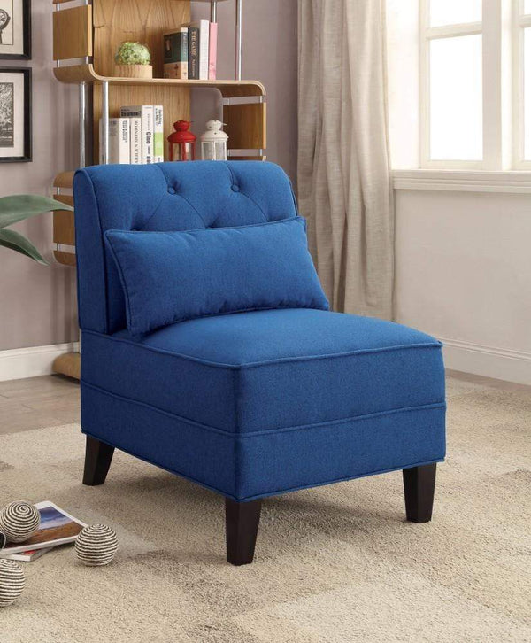 Susanna Accent Chair With Pillow, Dark Blue Linen