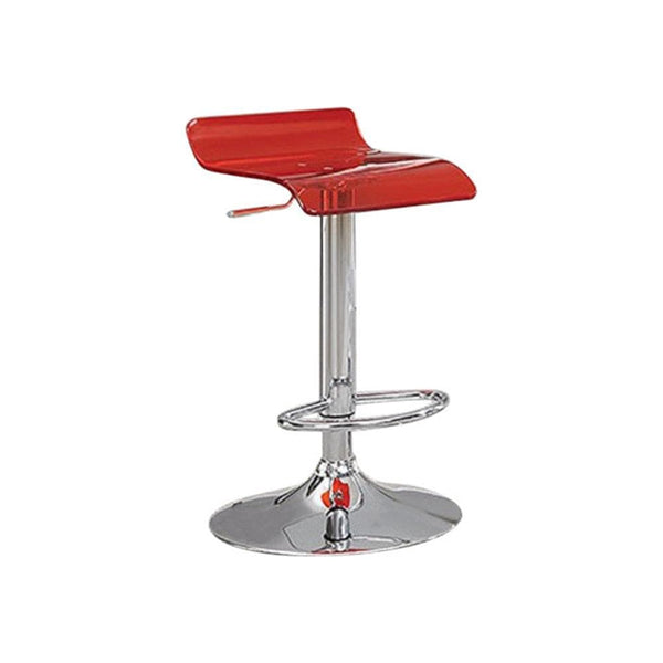 Armchairs and Accent Chairs Trixy Contemporary Bar Chair In Red Color With Acrylic Seat, Set Of 2 Benzara