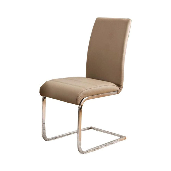 Armchairs and Accent Chairs Walkerville I Contemporary Side Chair, Chrome & Champagne, Set Of 2 Benzara