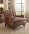 Wood & Leather Accent Chair, Retro Brown