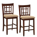 Wooden Counter Height Chair, Dark Brown & Cream, Set of 2