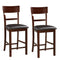 Wooden Counter Height Chair, Dark Brown, Set of 2