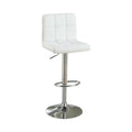 Armless Chair Style Bar Stool With Gas Lift White And Silver Set of 2