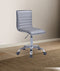 Armless Leatherette Swivel Office Chair with Adjustable Height and Metal Base, Silver-Office Chairs-Silver-Metal, Faux leather , Engineered Wood-JadeMoghul Inc.