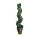 Artificial Plastic Boxwood Spiral Tree Plant, Green and Brown-Artificial Plants and Trees-Green and Brown-Faux-JadeMoghul Inc.