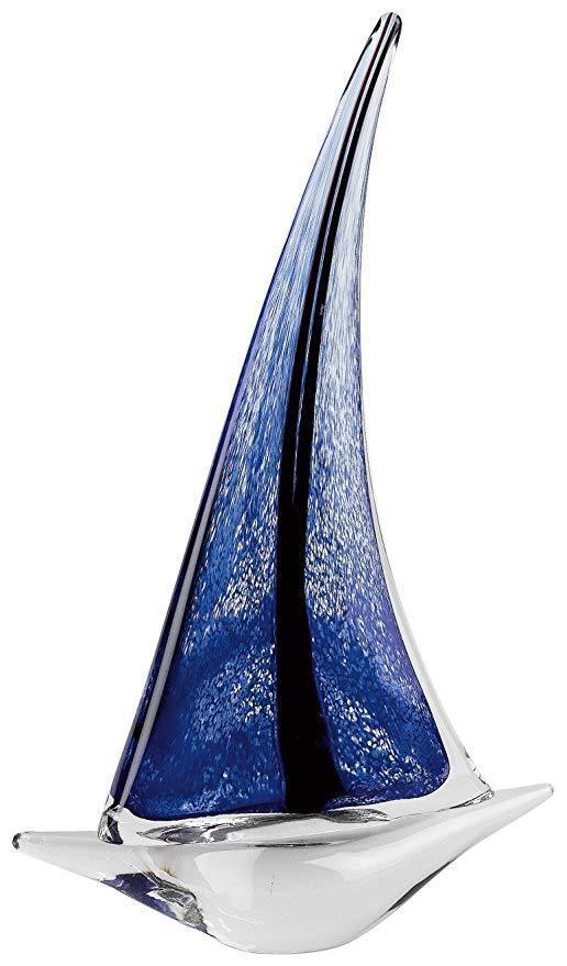 Glass Art  - Artistic Glass Sailboat - Murano Style H13"